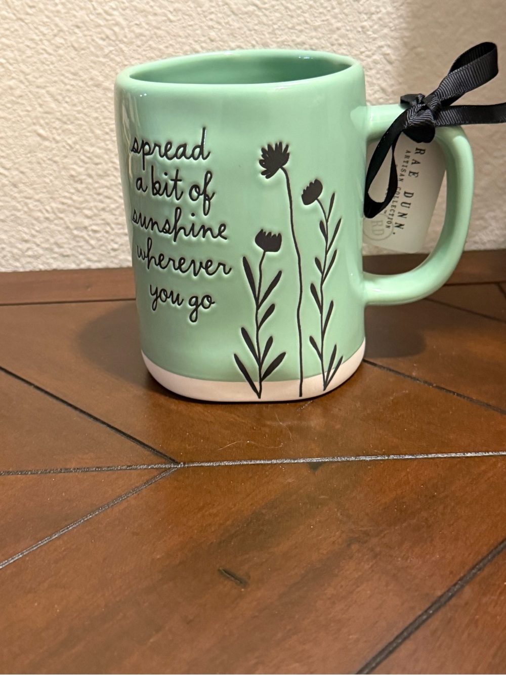 Rae Dunn Mint/Sage Green Floral Mug ‘spread a bit of sunshine wherever you go’